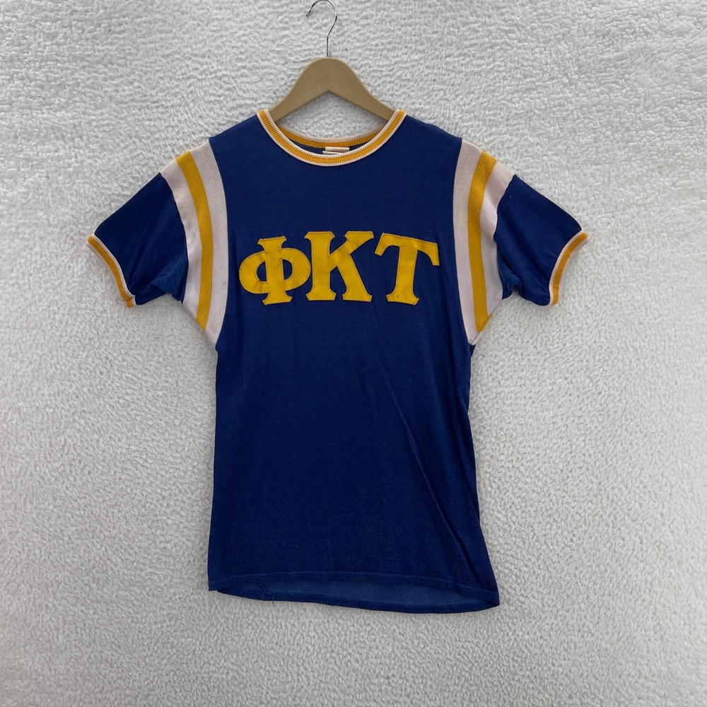 Vintage Empire Ringer Shirt Mens M Blue Yellow Durene Jersey Fraternity 60s 70s